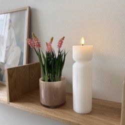 Bloklys LED rillet hvid 22 x 6,5 cm