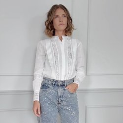 Broderi skjorte AGNES str. S-XXL bomuld