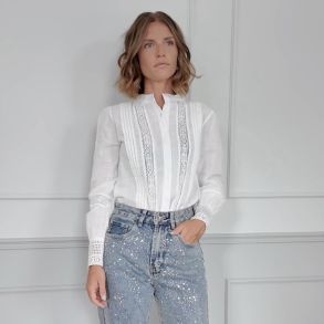 Broderi skjorte AGNES str. S-XXL bomuld