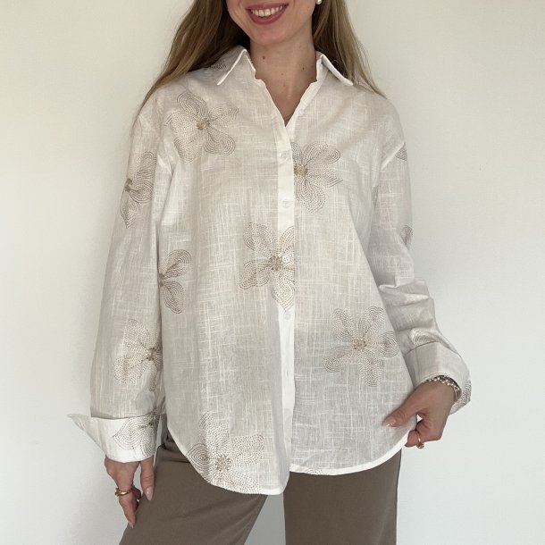 Skjorte Naja Lys Broderi - S-XL