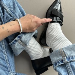  Strmper soft rib med glimmer striber str 35-41