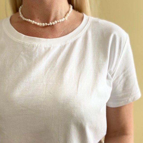 Hvid - sort basic T-Shirt bomuld str M-XXL