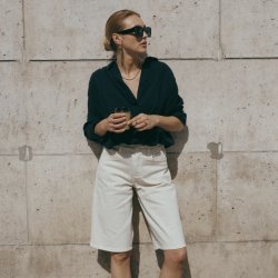 Clara denim Bermuda shorts hvid