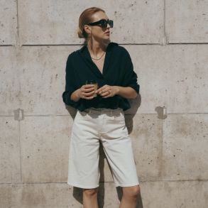 Clara denim Bermuda shorts hvid