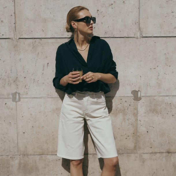 Clara denim Bermuda shorts hvid