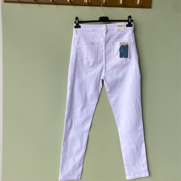 Fremkald udredning uddybe Slim fit Jeans 7/8 hvid stretch str. L-XXXXXL - Bukser - COW CONCEPT