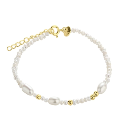 Haiden armbnd m. hvide perler forgyldt