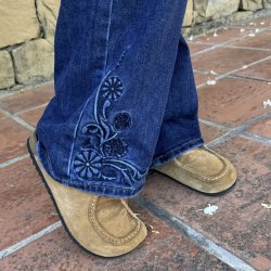 Jeans med pr�get m�nster - str. xs-xl