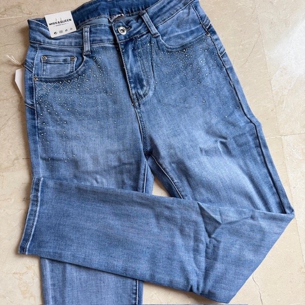 Slim fit jeans plain blue simili stretch str. M - 3XL