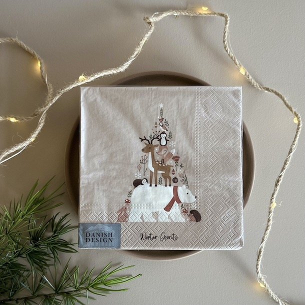 Servietter 3-lags 33 x 33 cm Creme/ Brown/White, 20/pkk