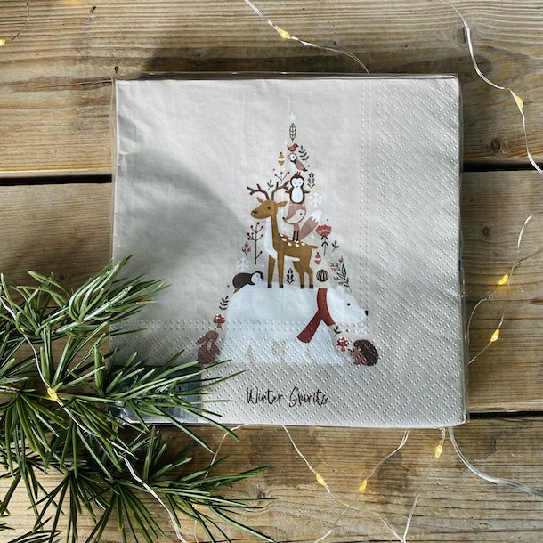 Servietter 3-lags 33 x 33 cm Creme/ Brown/White, 20/pkk