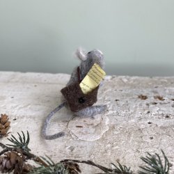 Mus m/taske 7x6x9cm uld Grey