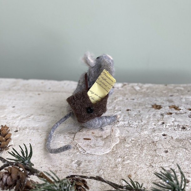 Mus m/taske 7x6x9cm uld Grey