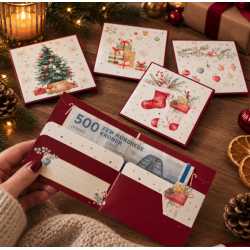 Julekort til pengegave � 4 smukke julemotiver med gulddetaljer