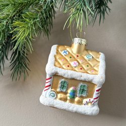 Julekugle honningkagehus glas