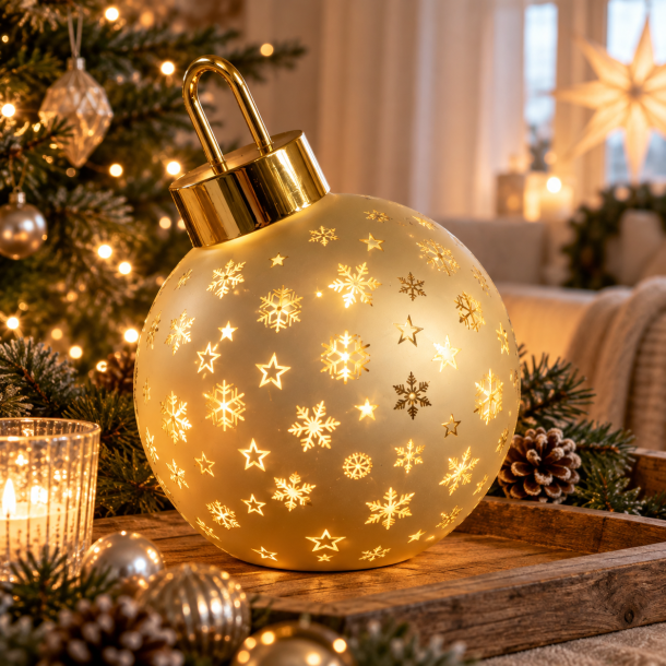 St�ende Julekugle m/LED - Guld �:15 cm 