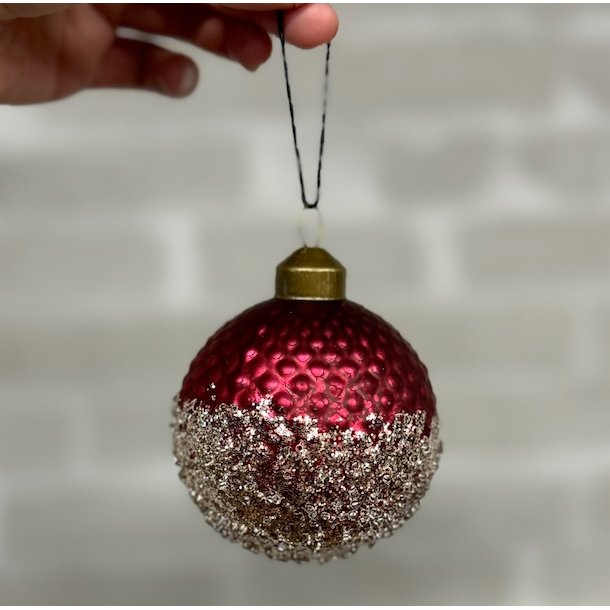 Julekugle D8cm glas Red