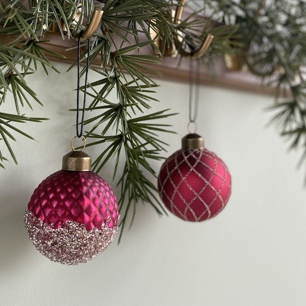 Julekugler st af  2  D6cm glas