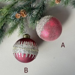 Julekugle rd glimmer glam Glas