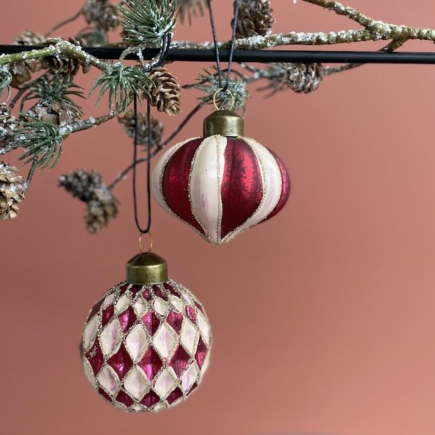 Julekugler st af  2  D6cm glas