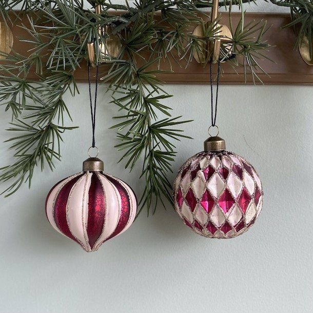 Julekugler st af 2 D8cm glas