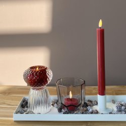 Fyrfadsstage rombe upside down glas rust og klar