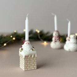 Julemand i skorsten t/kertelys 6x6x10cm keramik