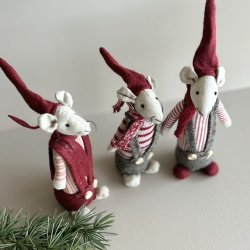 Jerry m/selebukser H15cm stof Red/grey mix