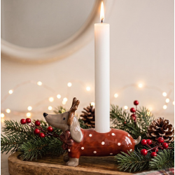 Christmas holidays lysestage med gravhund � gr�n, 13 cm