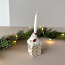 Julemand i skorsten t/kertelys 6x6x10cm keramik