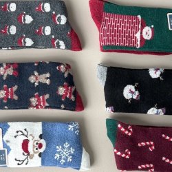 Uldstrmper med julemotiv str. 40-46