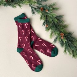 Uldstrmper med julemotiv str. 40-46