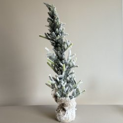 Juletr med sne og jute fod, H 80 cm