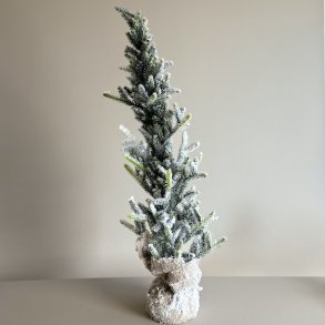 Juletr med sne og jute fod, H 80 cm