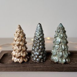 Juletr keramik grn H 13,5 cm