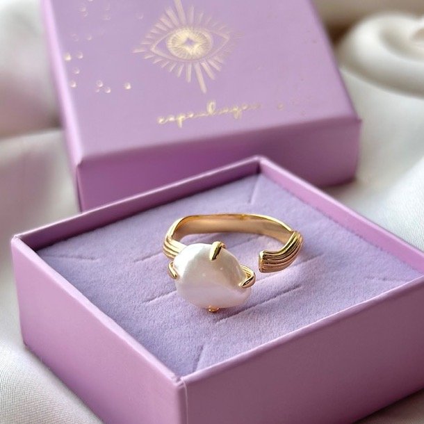 Fingerring Lorien justerbar forgyldt slv