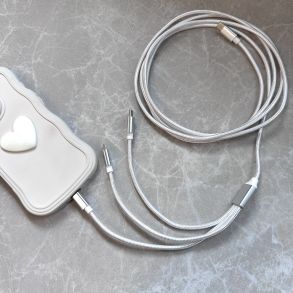 2 meter nylon 3 i 1- USB-C opladerkabel