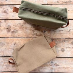 Toilettaske unisex kanvas og lder