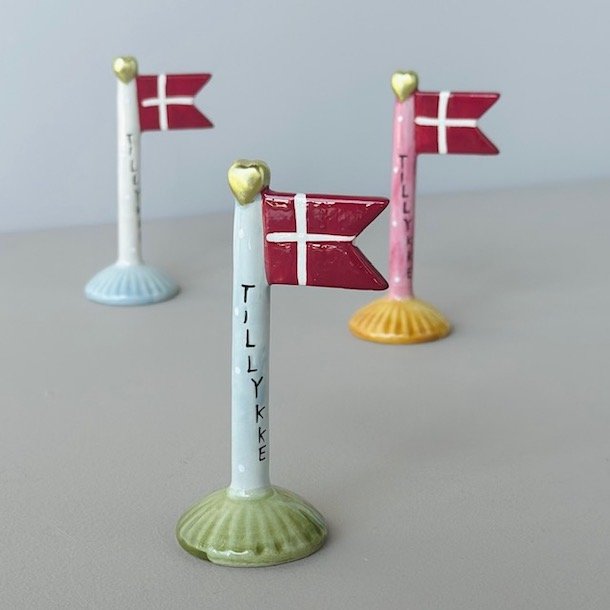  Flag lille Tillykke keramik
