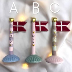 Flag lille mor og far keramik