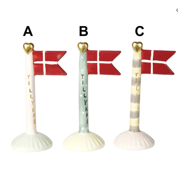 Flag lille Tillykke keramik