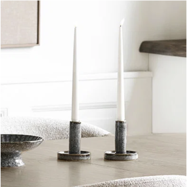 Lysestage til kronelys keramik bl� 11 cm