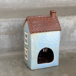 Hus til fyrfadslys lys bl Keramik