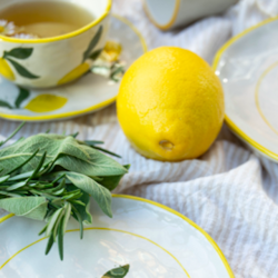 Kop med underkop citron Keramik