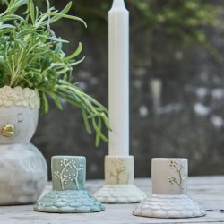 Lysestage blomst keramik