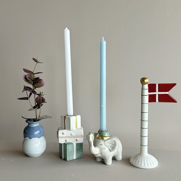 Keramik figur fdselsdag til kertelys