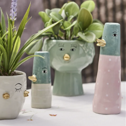 Vase ansigt med nb keramik rosa 