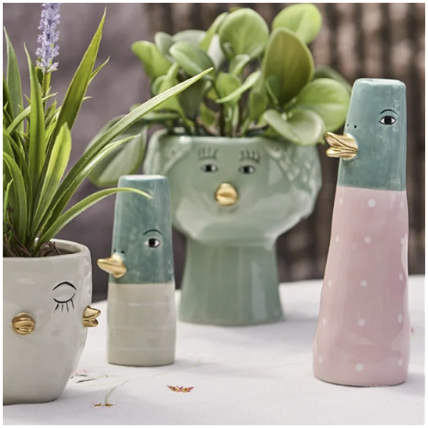 Vase ansigt med nb keramik rosa 