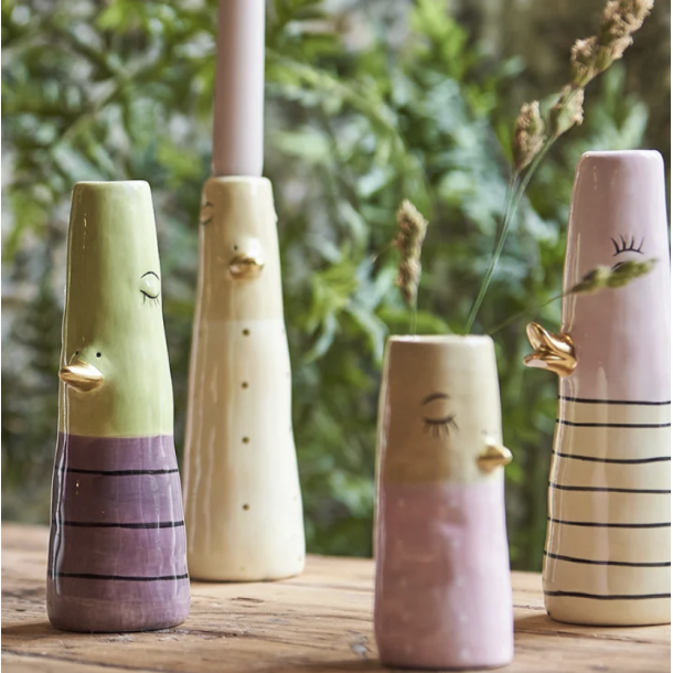 Vase ansigt med nb keramik lilla