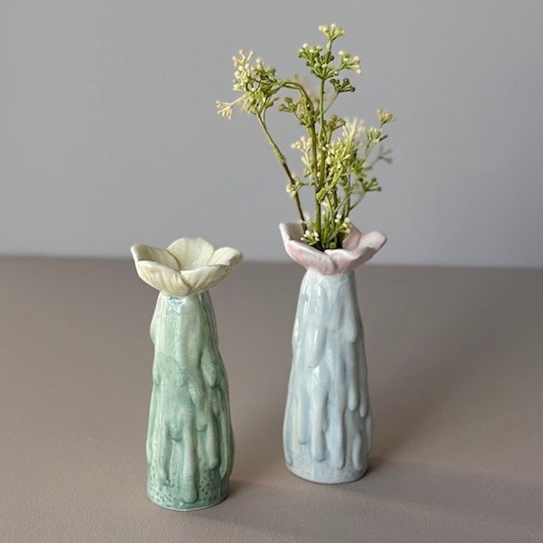 Vase blomst H 15cm keramik